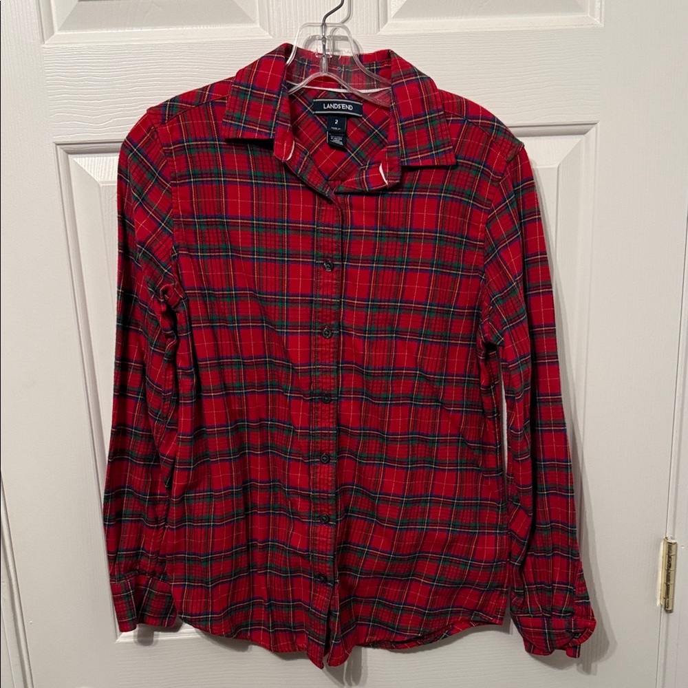 Lands' End Red Plaid Flannel Shirt